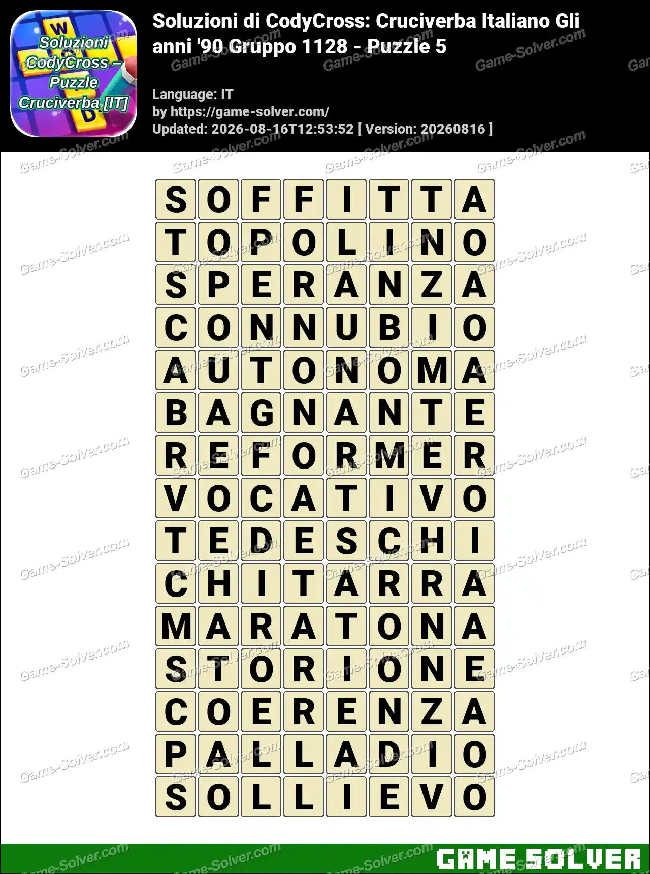 Soluzioni di CodyCross: Cruciverba Italiano Gli anni ’90 Gruppo 1128 – Puzzle 5